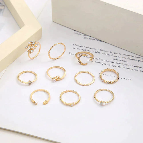 10-Pack of Bohemian Silver and Gold-Plated Rings