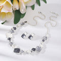 Gray Enamel Round Necklaces with Geometric Design
