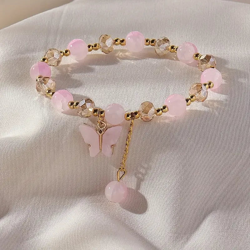 Beautiful Butterfly Beaded Elastic Bracelet