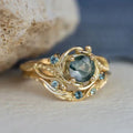 Rounded Moss Agate Natural Stone Gold Ring
