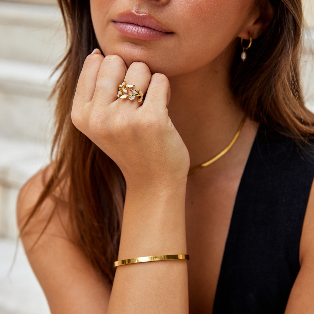 Golden Leaf Pattern Ring