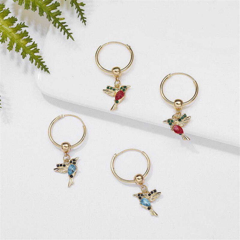 Limited Edition Soaring Hummingbird Earrings with Zirconia Inlay