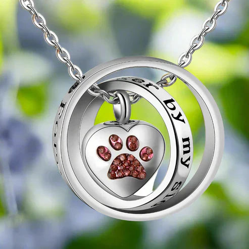 "No Longer By My Side, Always In My Heart" – Stainless Steel Urn Paw Necklace