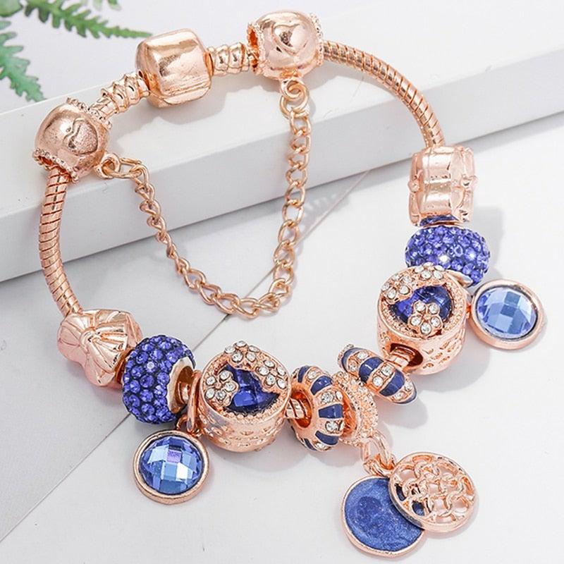 Pink, Silver, and Blue Crystal Bracelet