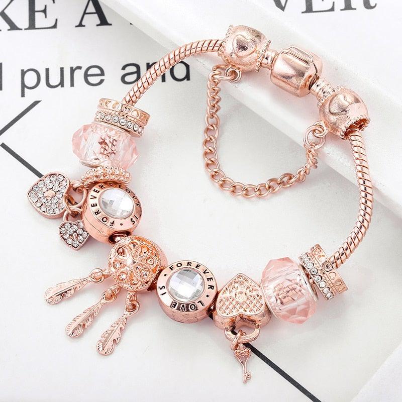 Rose Dreamcatcher Bracelet with Sterling Silver Charms Included