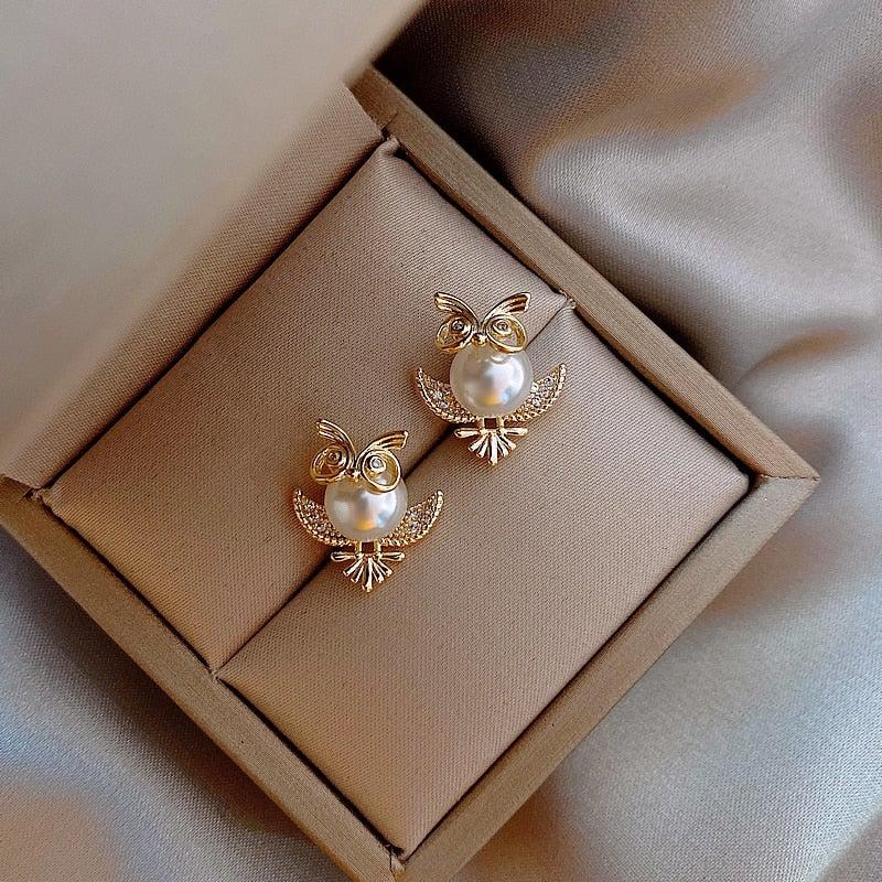 Golden Owl Earrings