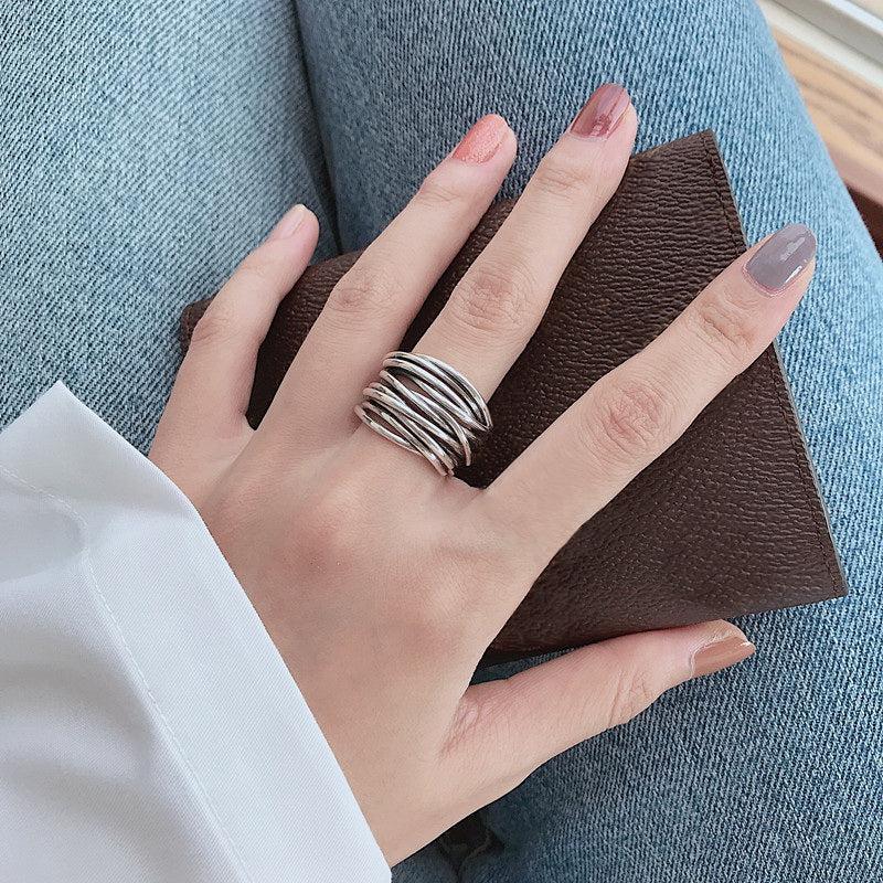 925 Sterling Silver Adjustable Layered Band