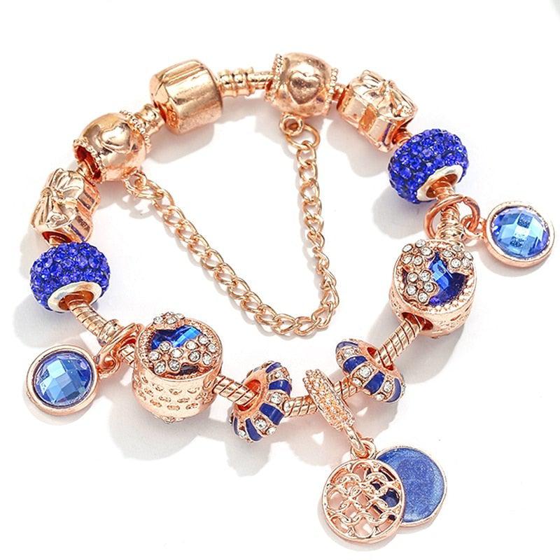 Pink, Silver, and Blue Crystal Bracelet