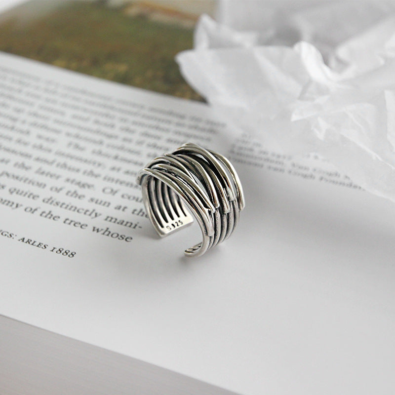 925 Sterling Silver Adjustable Layered Band