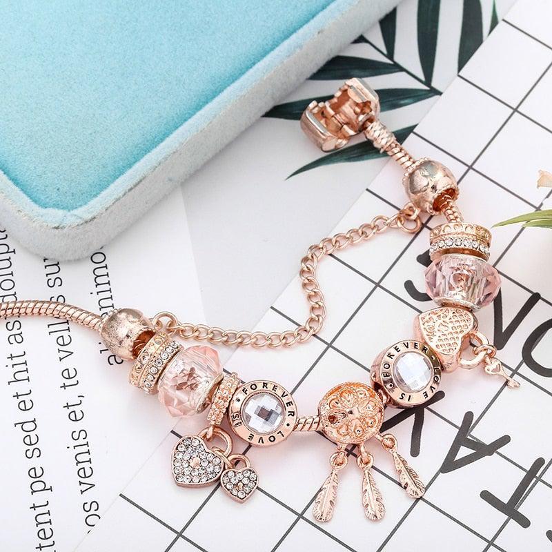 Rose Dreamcatcher Bracelet with Sterling Silver Charms Included