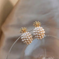 Tropical Pineapple and Pearl-Adorned Earrings