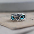 Good Luck Owl Adjustable Ring in Silver and Opal