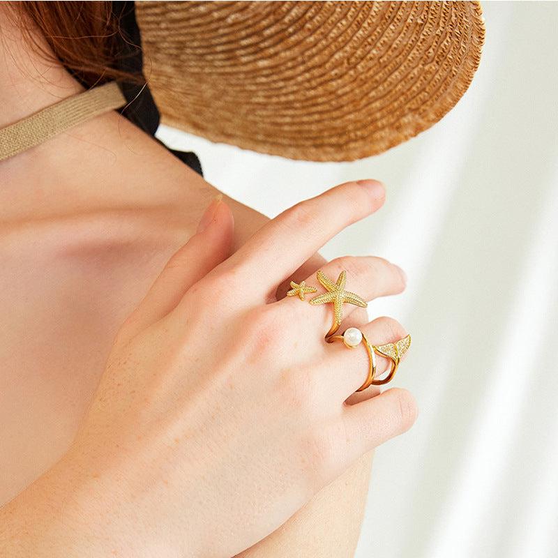 Adjustable Starfish Band in Silver and Gold