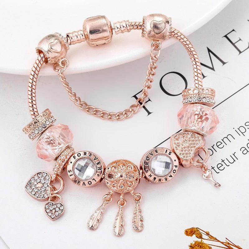Rose Dreamcatcher Bracelet with Sterling Silver Charms Included