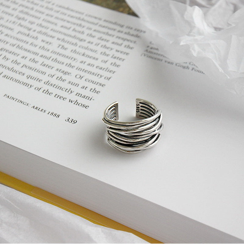 925 Sterling Silver Adjustable Layered Band