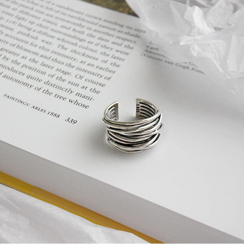 925 Sterling Silver Adjustable Layered Band