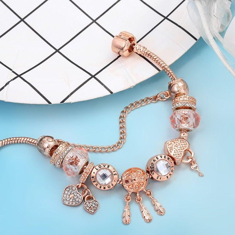 Rose Dreamcatcher Bracelet with Sterling Silver Charms Included