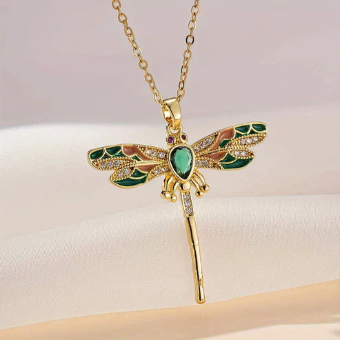 Golden Dreams Dragonfly Dance Necklace