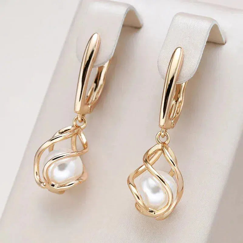 Buy One, Get One: Elegant Gold Pearl Earrings + Vintage Gold Ring with a Fancy Pearl
