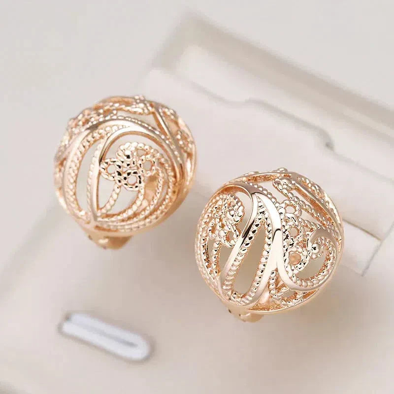 Elegant Gold Hollow Ball Earrings