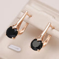 Elegant Black Crystal Earrings in Gold