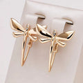 Elegant Golden Dragonfly Earrings