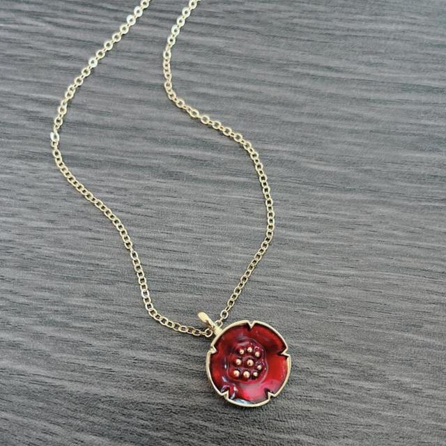 Golden Vintage Necklace in Red