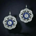 Vintage Mandala Blue Zircon Earrings