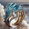 Exotic Ocean Wave Golden Ring