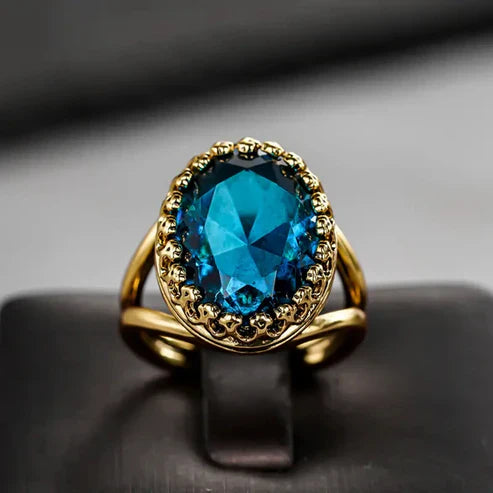 Golden Ring with Blue Sapphire