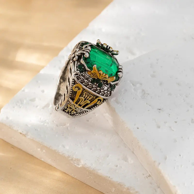 Vintage Silver Emerald Ring