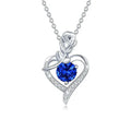 Sapphire Rose Heart Pendant Necklace