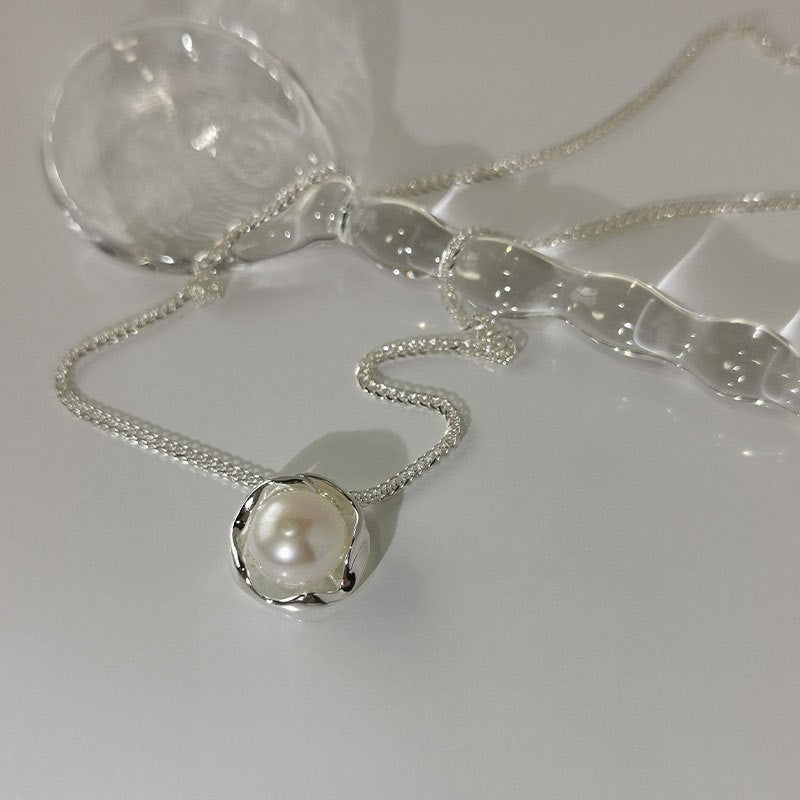 Timeless crystal pendant necklace in sterling silver