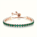 Gold Emerald Adjustable Tennis Bangle