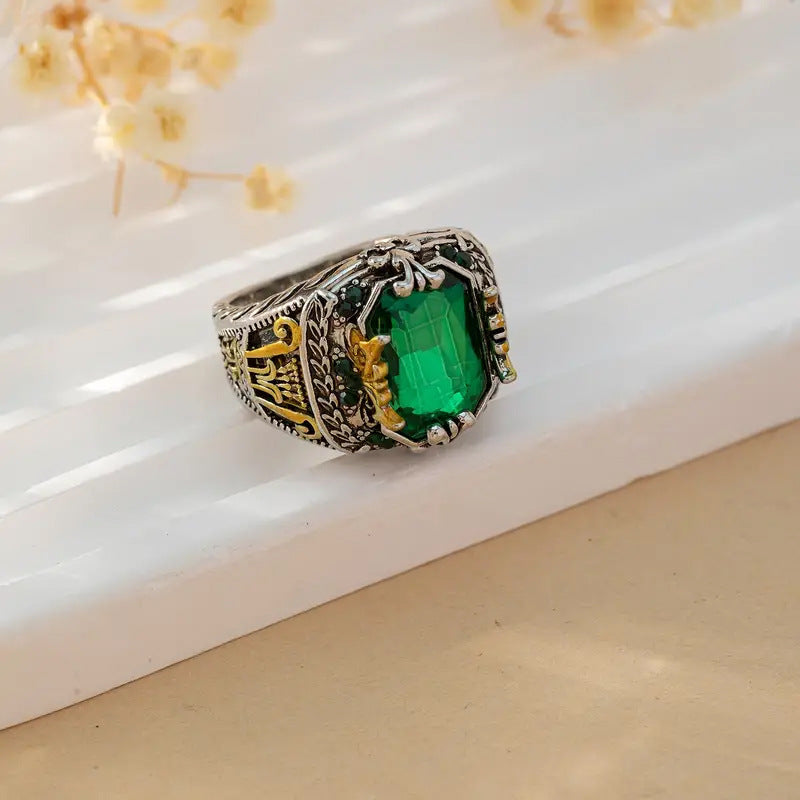 Vintage Silver Emerald Ring