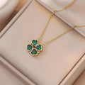 Radiant Clover Necklace with Lively Green Gemstones