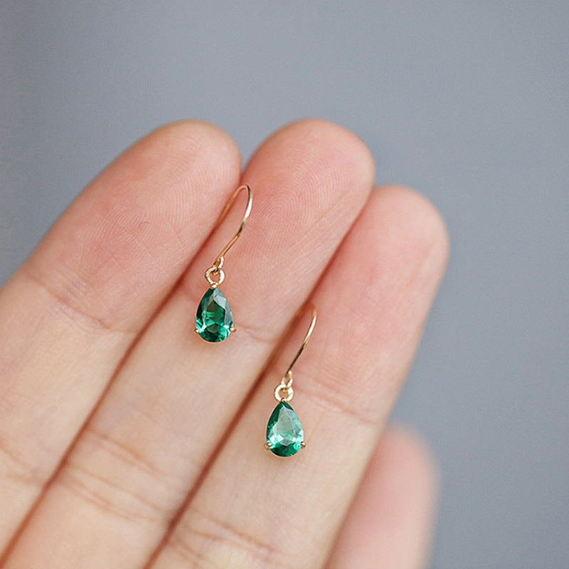Gold Emerald Teardrop Earrings