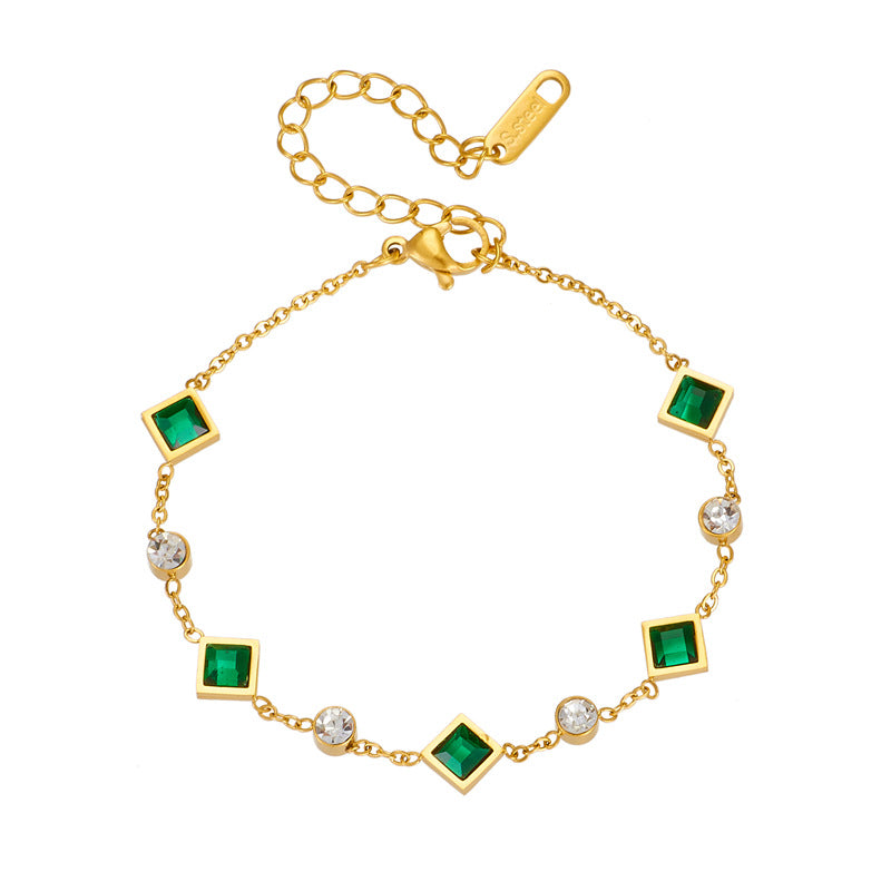 Emerald Gold Station Bracelet