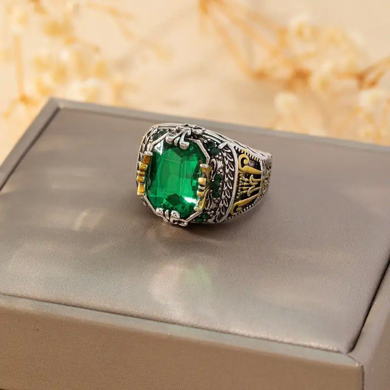 Vintage Silver Emerald Ring