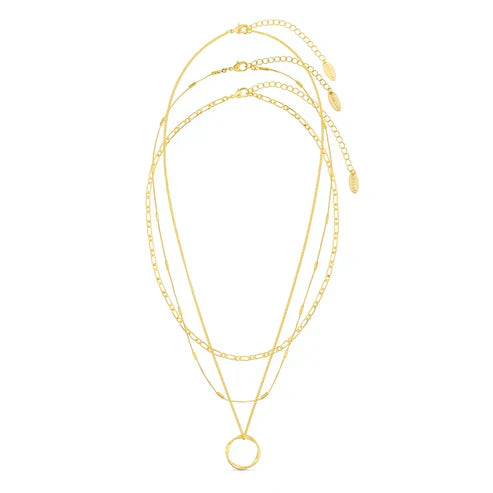 Open Circle Triple Row Necklace