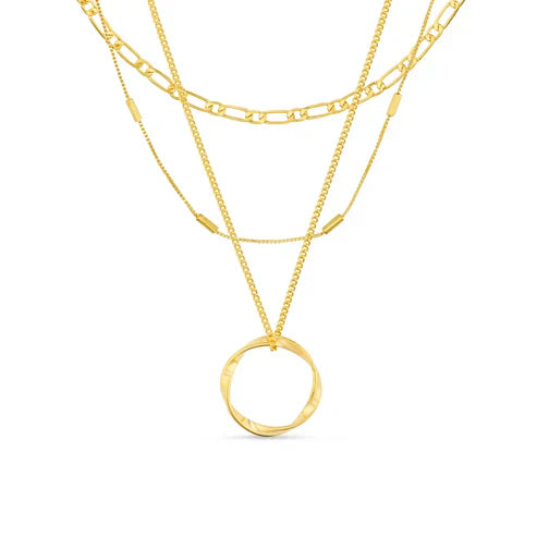 Open Circle Triple Row Necklace