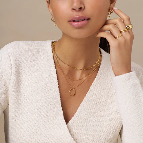 Open Circle Triple Row Necklace