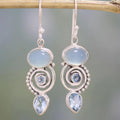 Vintage Silver Lunar Gem Earrings