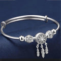 Adjustable bracelet with three leaf charms made of 925 sterling silver