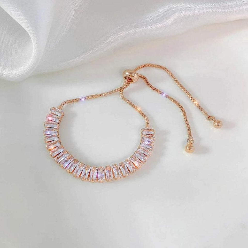 Adjustable Gold and Silver Bracelet with Cubic Zirconia