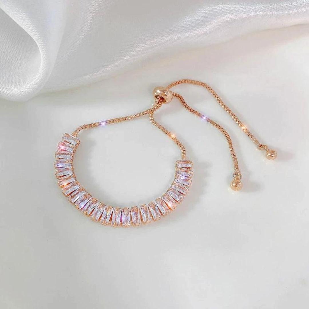 Adjustable Gold and Silver Bracelet with Cubic Zirconia