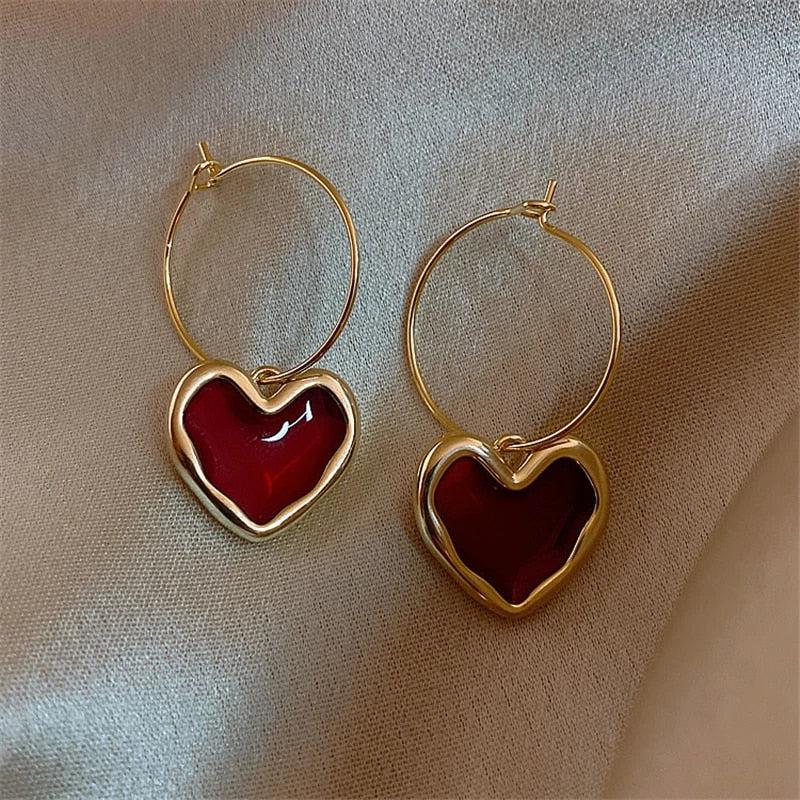 Gold heart earrings