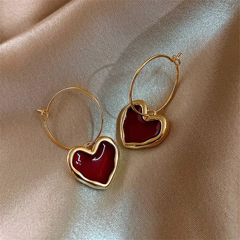 Gold heart earrings