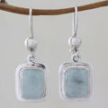 Blue Vintage Square Sterling Silver Ear Studs