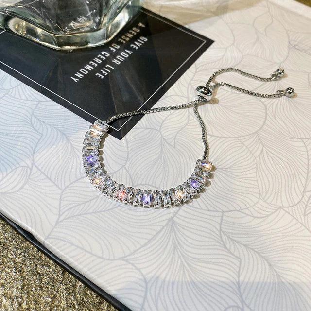Adjustable Gold and Silver Bracelet with Cubic Zirconia